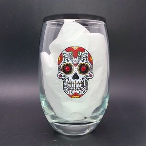 BLING SWAROVSKI CRYSTAL RED & WHITE SUGAR SKULL CANDY SKULL WINE GLASS NIB